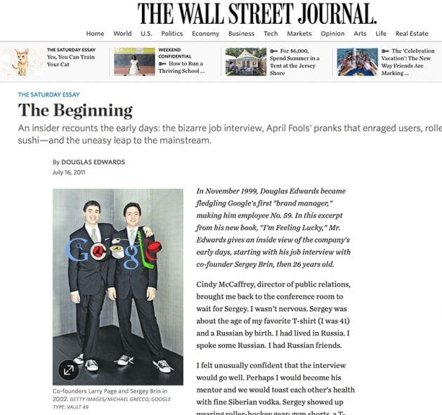 Wall Street Journal - Google The Beginning 