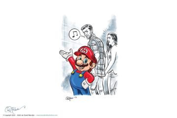 Distracted Guy Social Media Meme with Super Mario