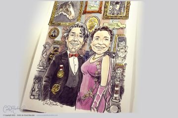 Wedding Portrait - Custom Portrait Cartoon commissioned artwork - from photographs