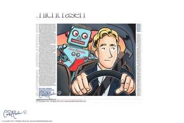 Editorial Illustration Robot in Car - NZZ am Sonntag
