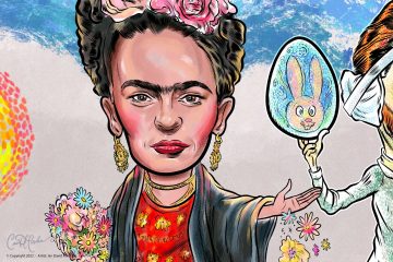 Frida Kahlo Caricature Portrait - Artist Portrait Series - Picasso, Kahlo, Van Gogh, Dali