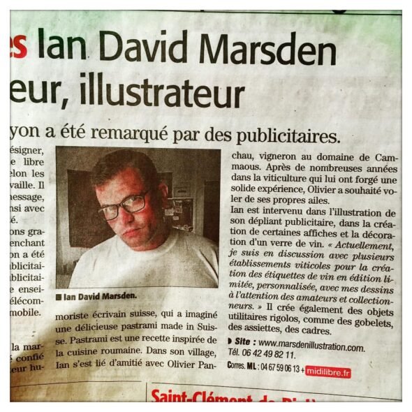 Ian David Marsden, Swiss author and illustrator, collaborates on wine-related projects.