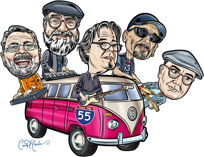 Caricature, Cartoon of the Band Take the 55, illustration