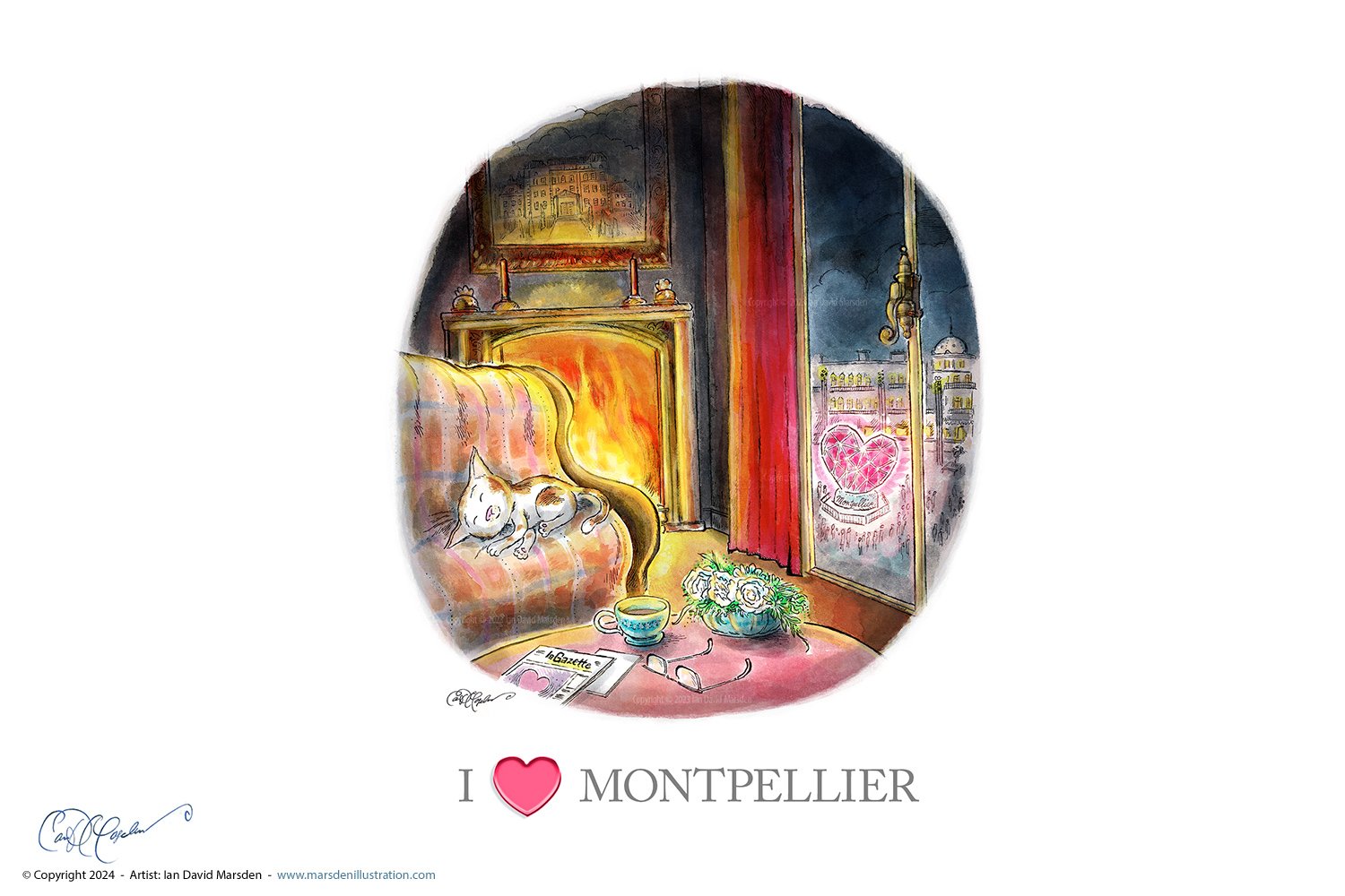 I love Montpelier - Dessin par illustrateur Ian David Marsden