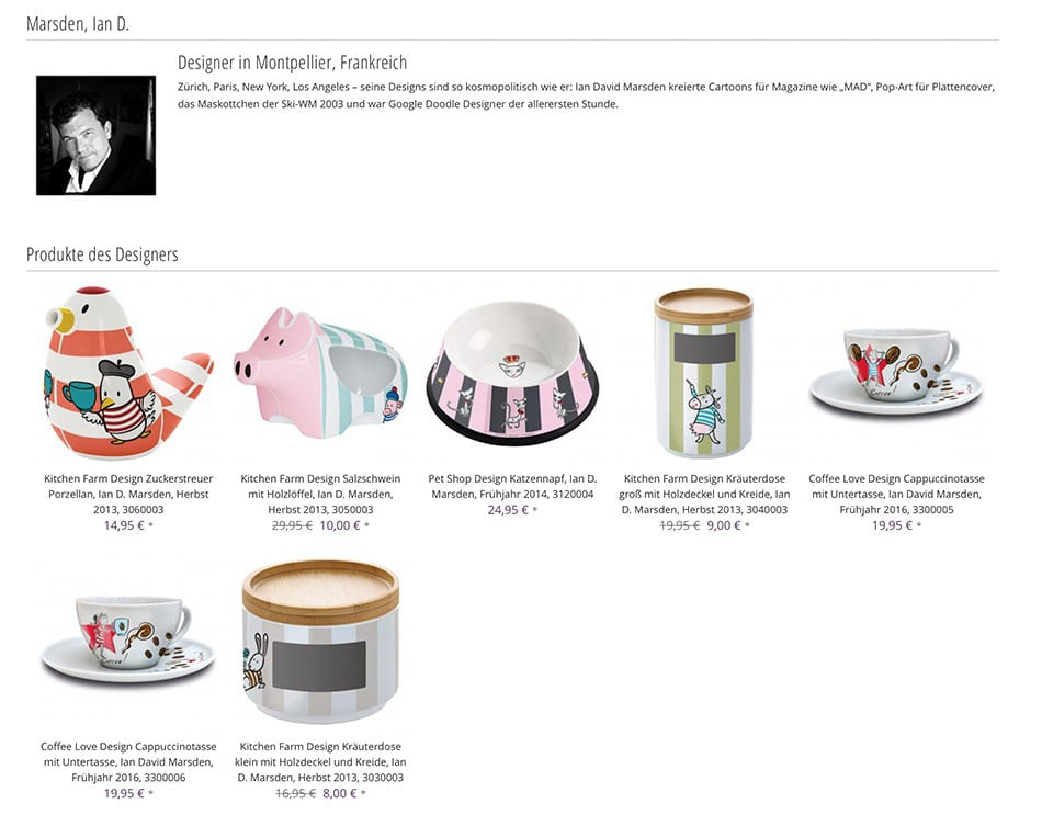 Illustrated design collection for Ritzenhoff by Ian David Marsden