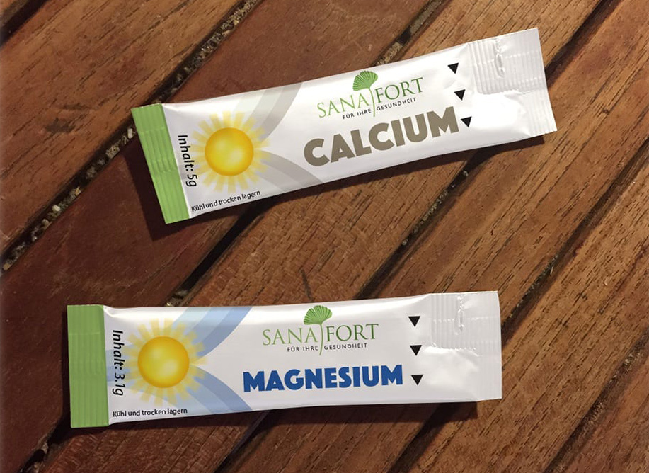 Stick packaging for Sanafort calcium and magnesium supplements – daily dose design