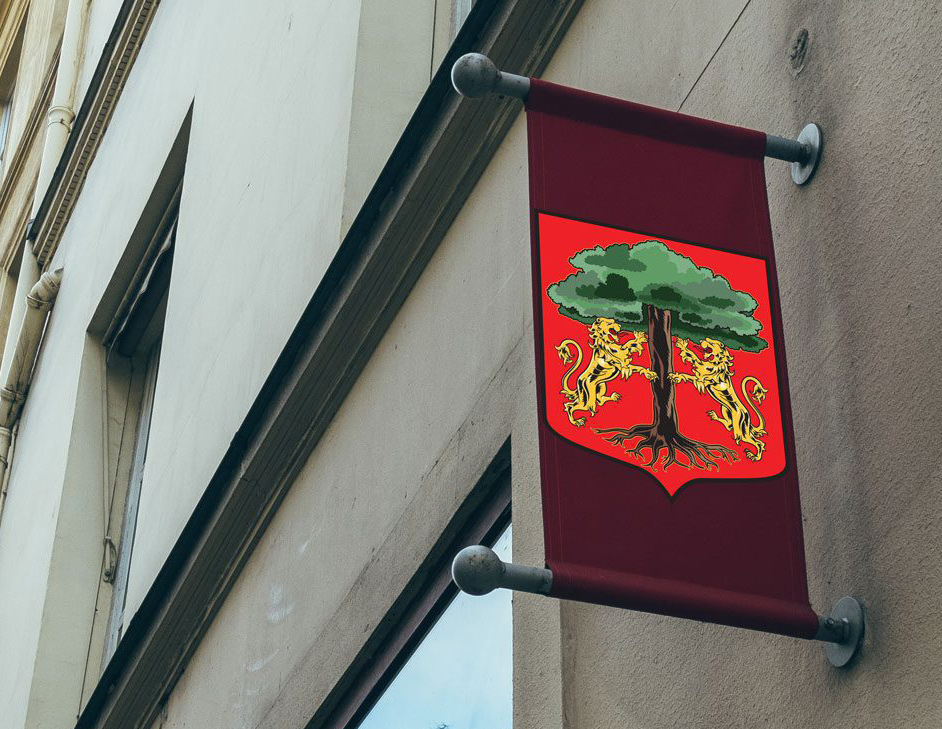 Winery exterior with new heraldic logo signage