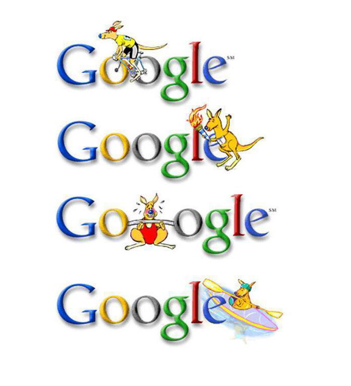 Portfolio image of early Google Doodles by Ian David Marsden, original Google homepage artist
