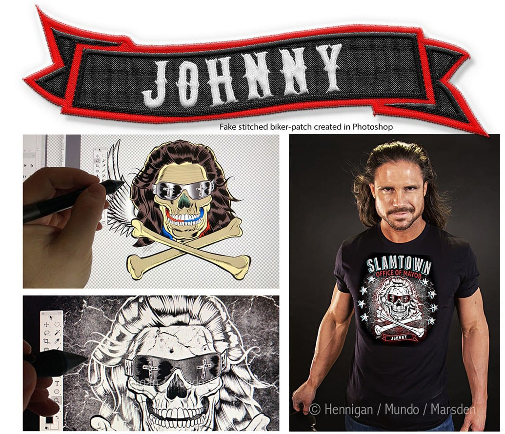 Slamtown illustrated identity and logo artwork for wrestler Johnny Mundo