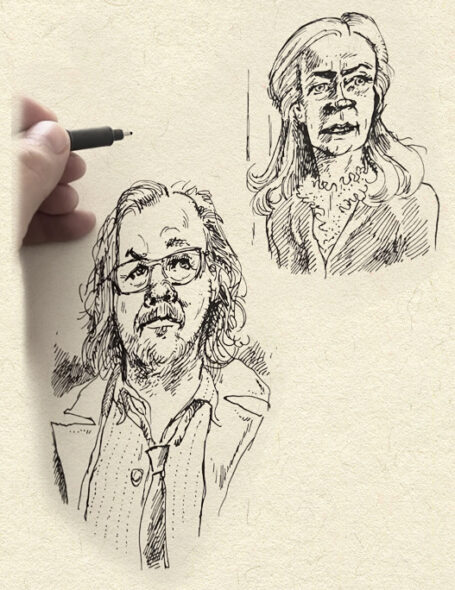 Spontaneous portrait sketches of “Slow Horses” TV characters drawn while watching the show in real time.