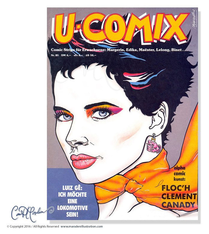 U-Comix magazine cover with colorful illustration, issue details, and adult comic strip headline.