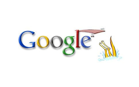 Google Doodle of Sydney 2000 – kangaroo diving from board integrated into the Google logo.