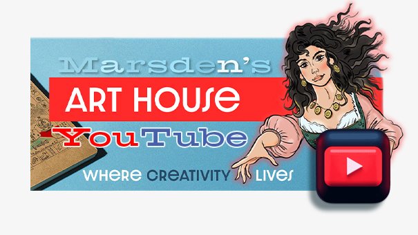 Marsden’s Art House YouTube channel logo by professional illustrator Ian David Marsden, featuring creative art tutorials and graphic novel insights.