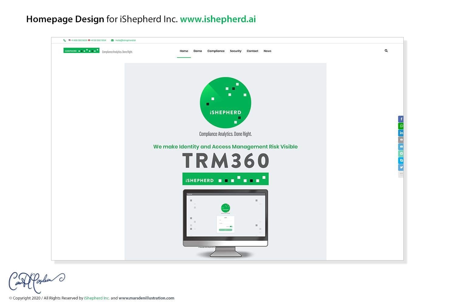 Homepage UX/UI Design for ishepherd TRM360 compliance software.