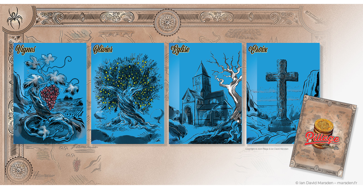 jeu de société cartes de lieux illustrées occitanie