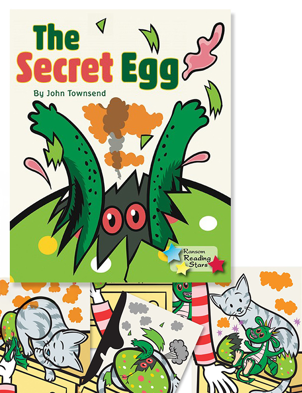 Book cover for The Secret Egg showing baby dragon and egg, illustrated by Ian David Marsden