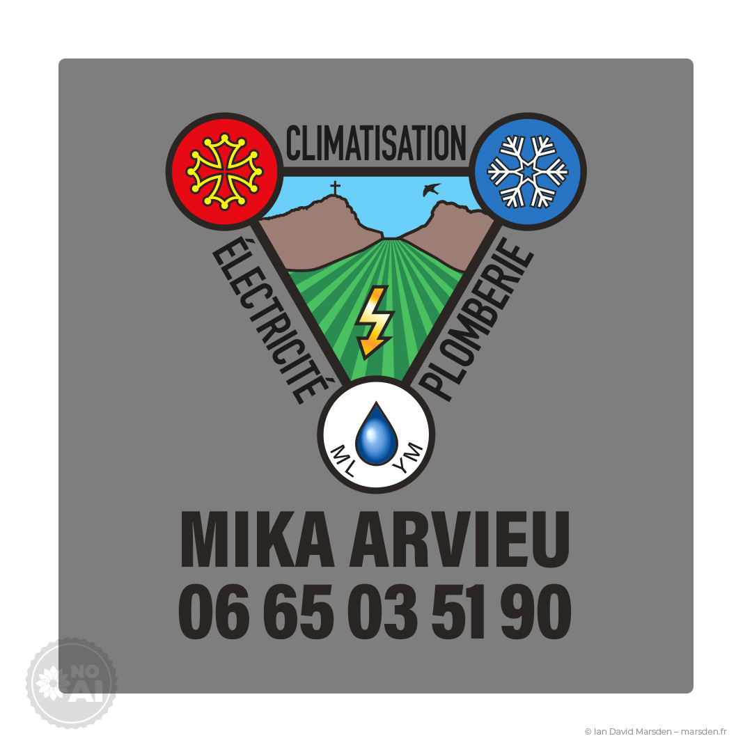 Logo Mika Arvieu artisan climatisation électricité plomberie avec téléphone