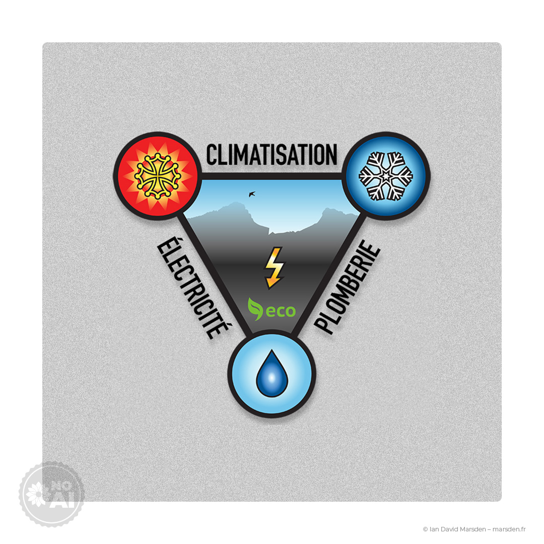 Logo climatisation plomberie électricité dégradé sans texte
