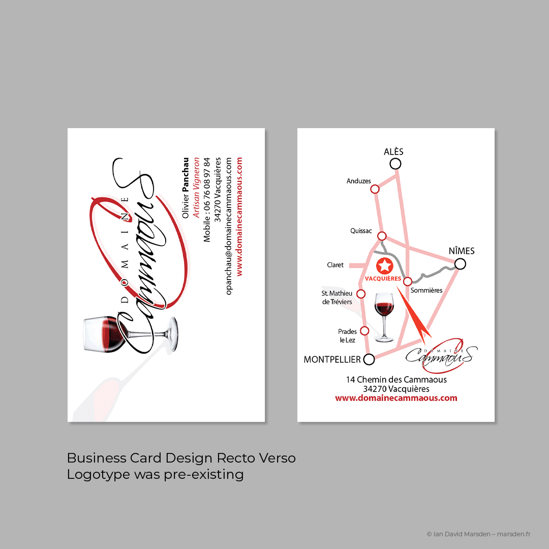 business card front and back design Domaine Cammaous