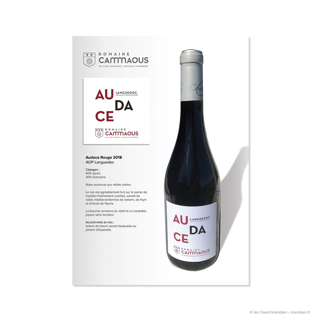 fiche vin Audace Rouge Domaine Cammaous avec photographie bouteille