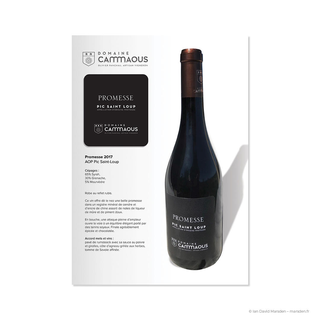 fiche technique cuvée Promesse Domaine Cammaous