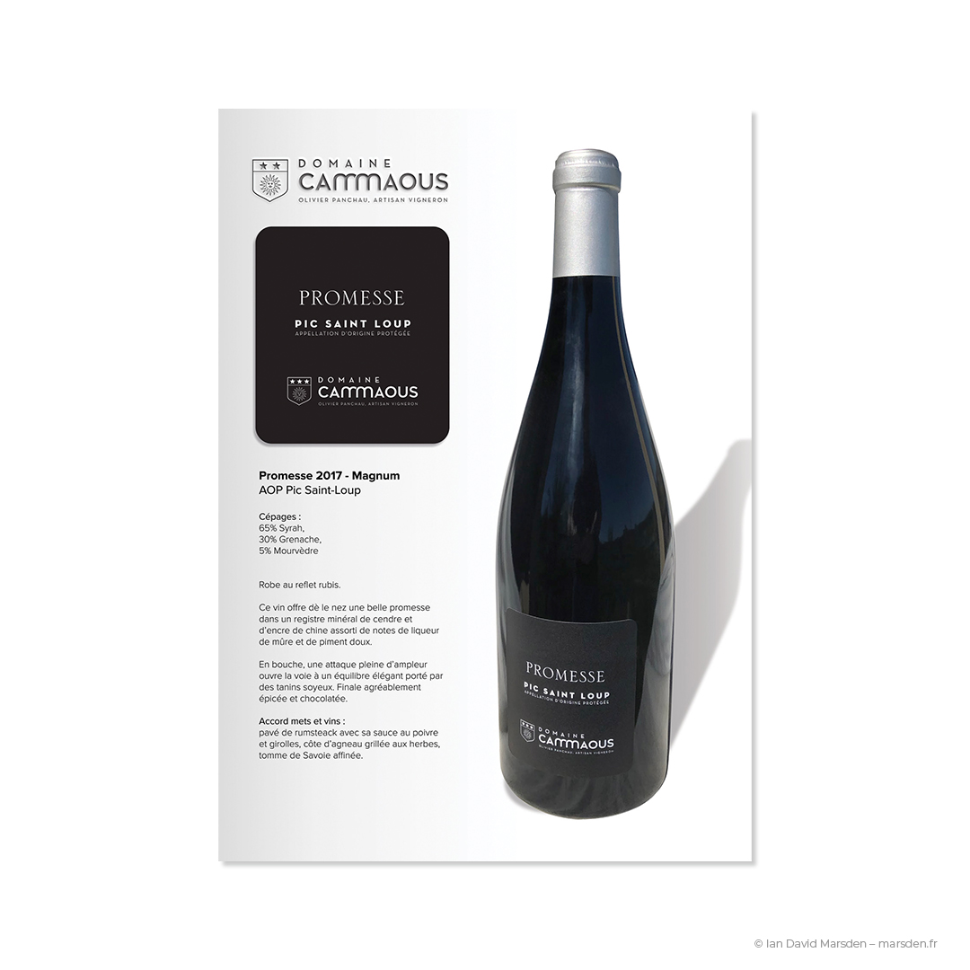 magnum wine design sheet Domaine Cammaous Promesse