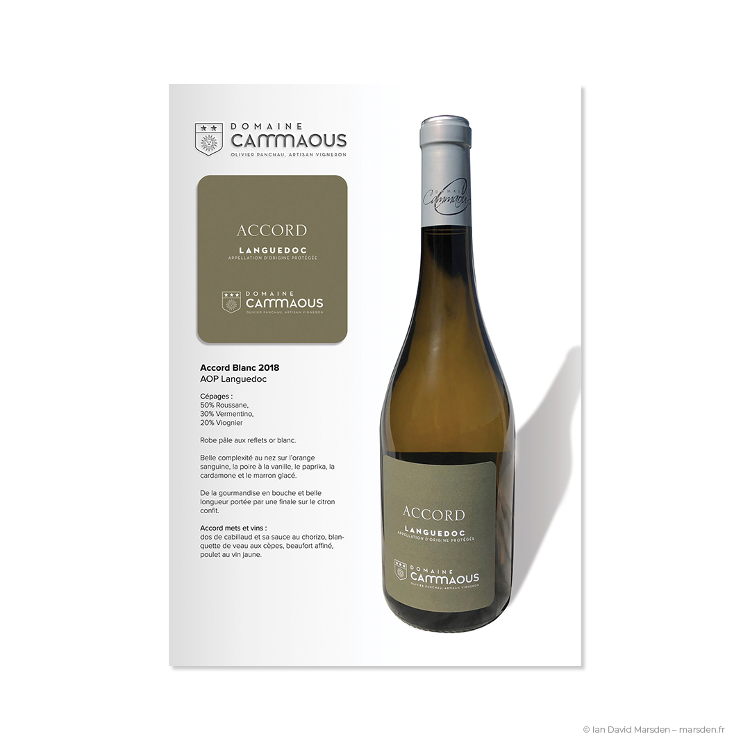 fiche vin Accord Blanc Domaine Cammaous avec photo bouteille