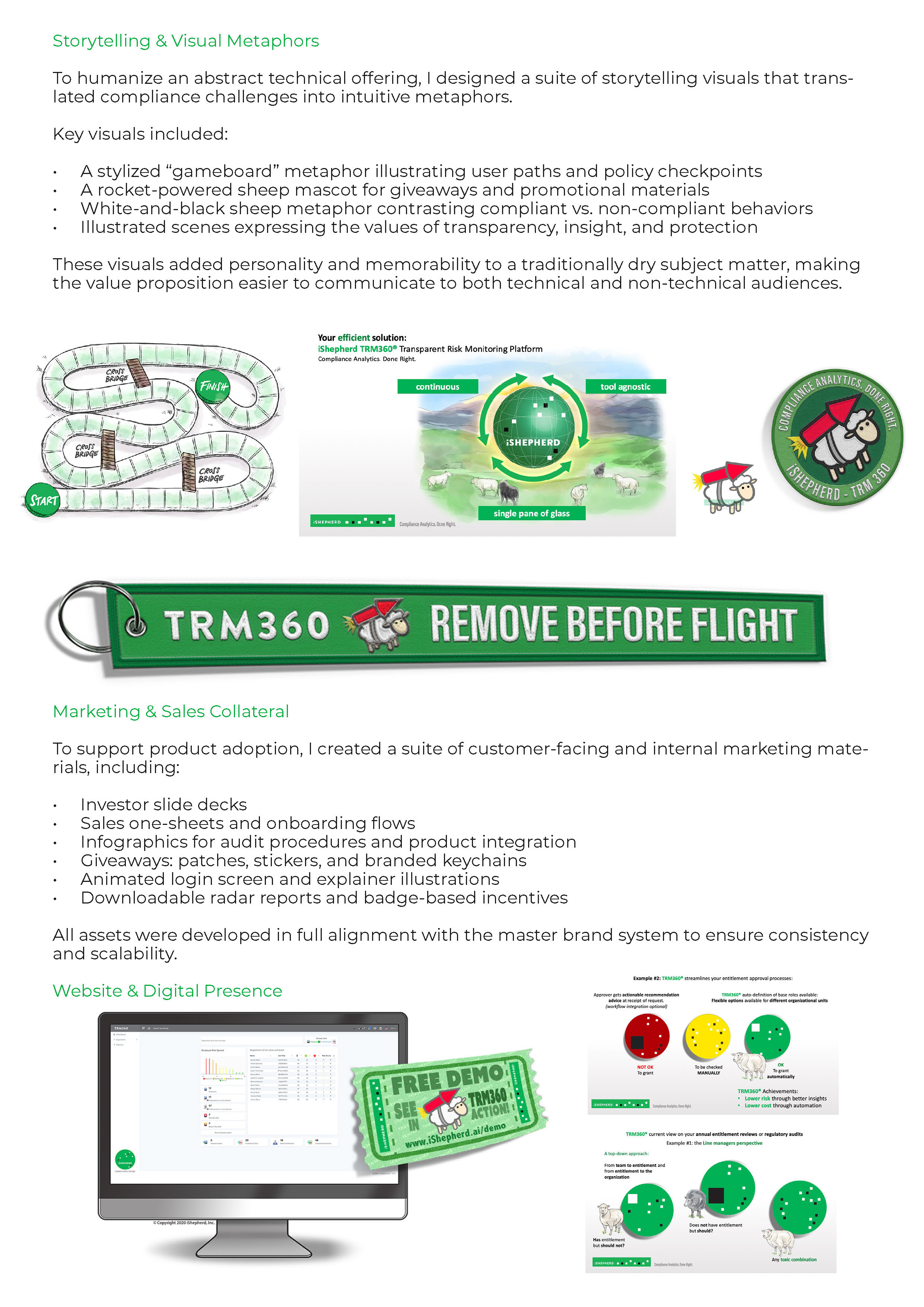 Branded UX and illustration system for iSHEPHERD TRM360 platform designed by Ian David Marsden