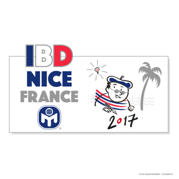 Vector logo with striped-shirt French mascot for Mensa IBD 2017 in Nice, France