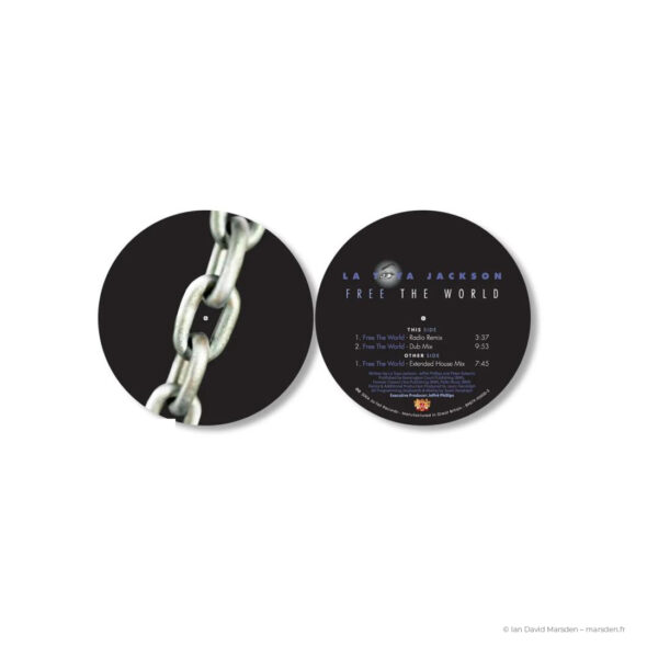 La Toya Jackson’s “Free the World” CD front and back covers with chain design