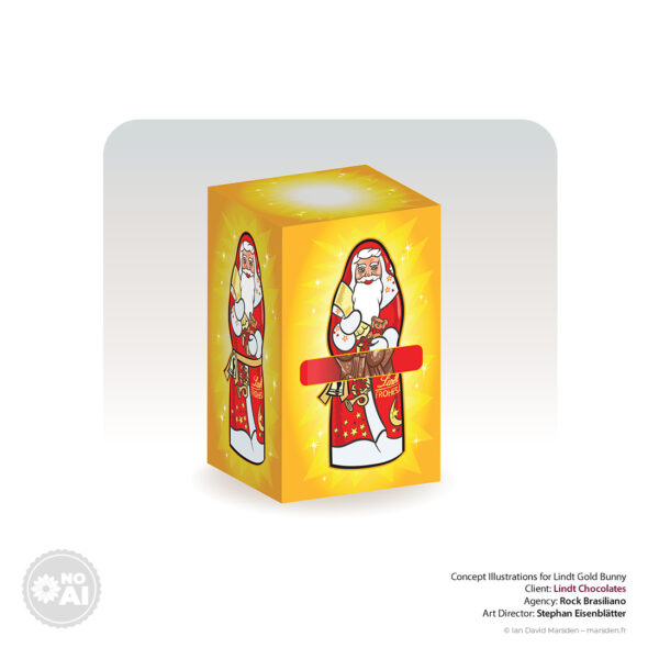 Lindt Santa box with illustrated panels