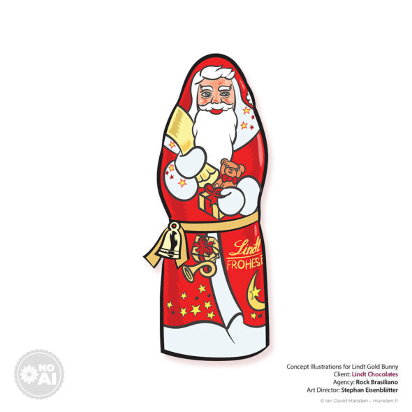 Illustrated Lindt Santa chocolate figure