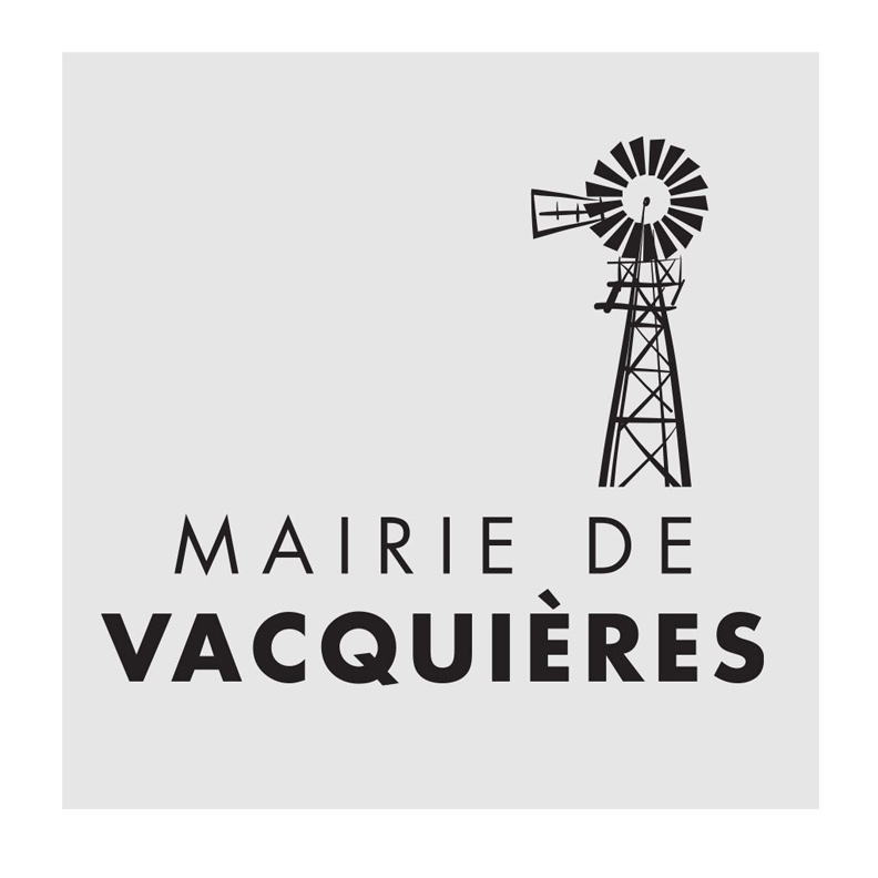 Black and white mairie logo design for Vacquières with windmill symbol