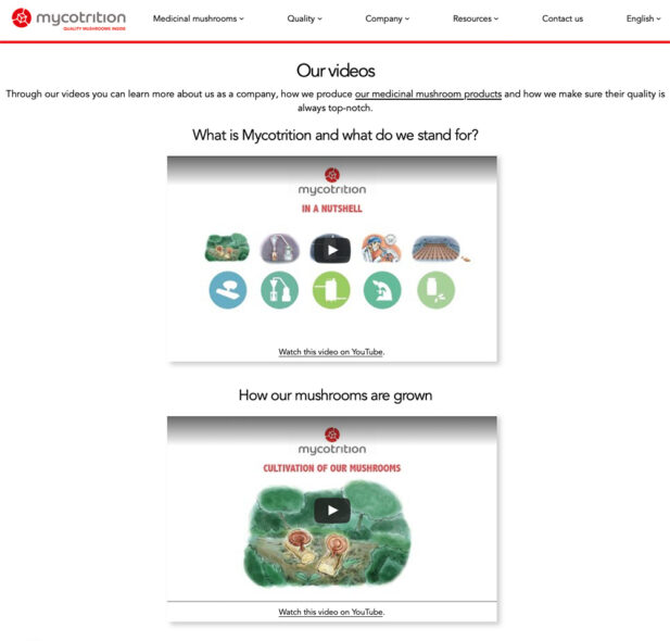 Illustrated explainer video visuals for Mycotrition Naturpilze with multilingual voiceover and character design by Ian David Marsden.