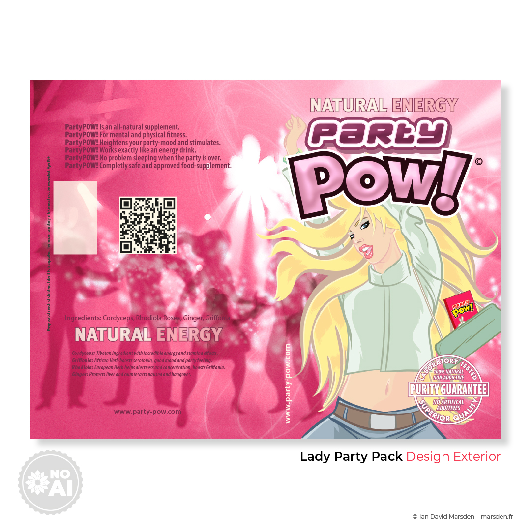 PartyPOW! Lady Pack pink exterior with female mascot