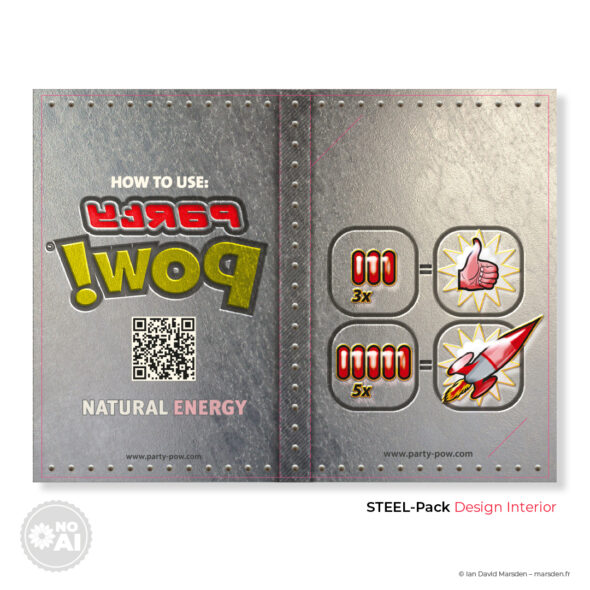 PartyPOW! Steel Edition open view with icons and capsules