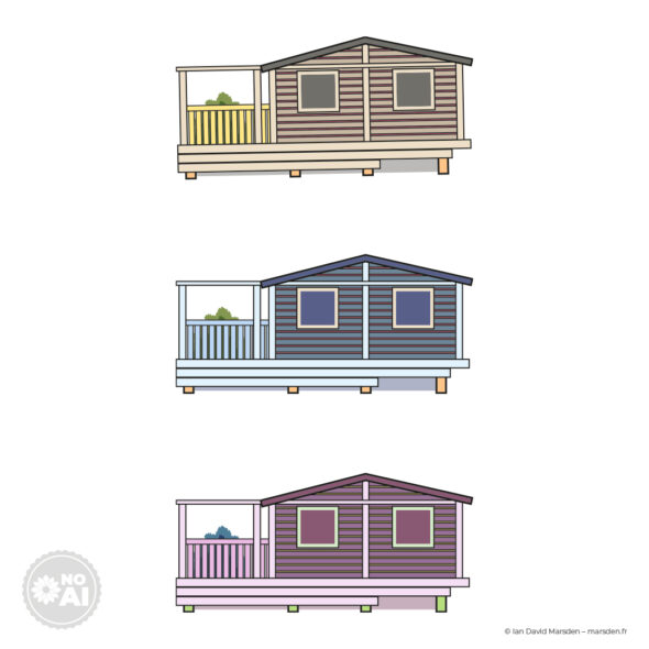 Set of modular housing symbols in vector style with color coding