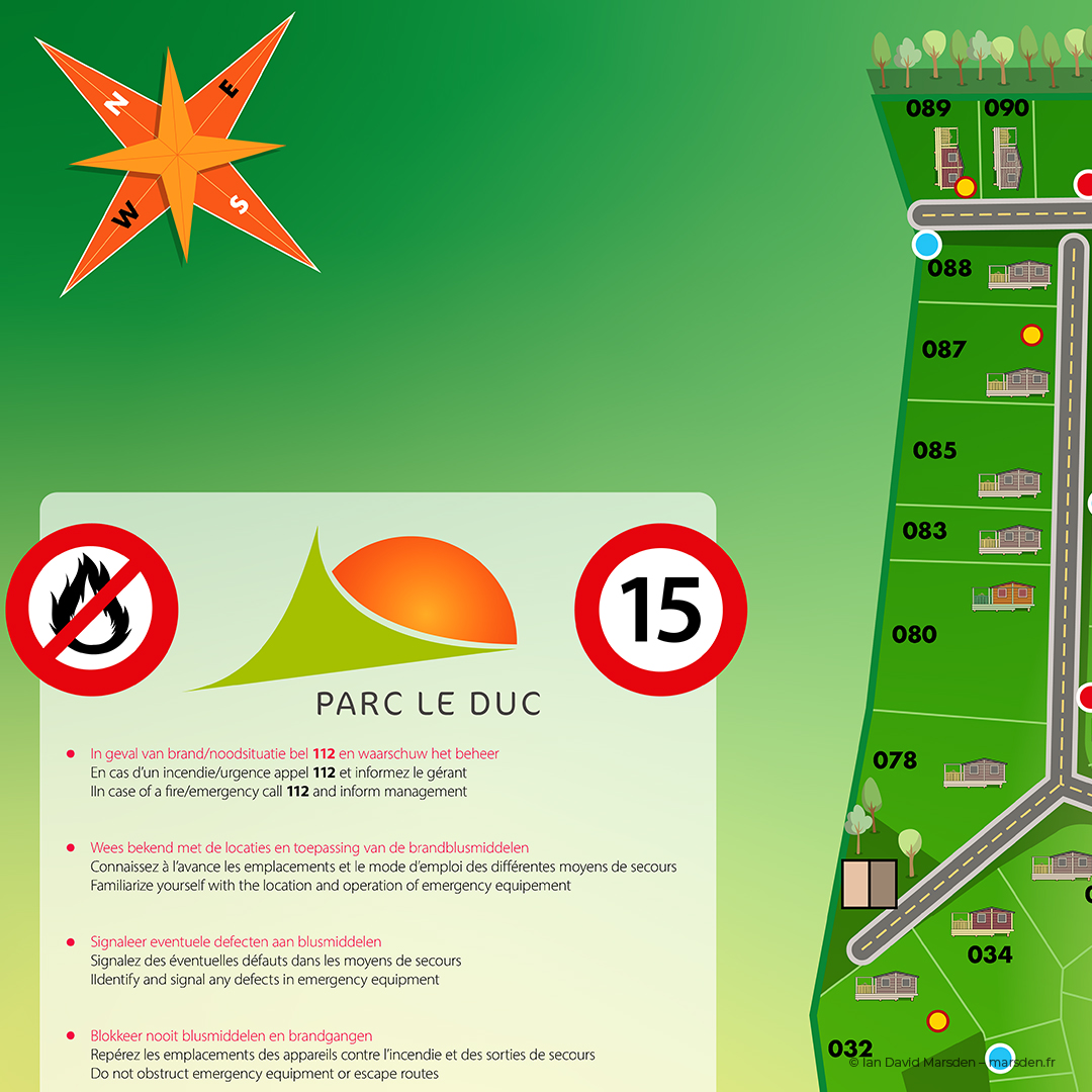 Road safety icon panel with walking symbols and 15km/h sign