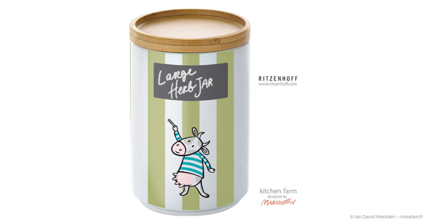 Ritzenhoff ceramic jar with illustrated farm scene by Ian Marsden
