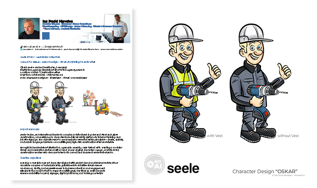 ‘Oskar’ Safety Mascot Design for Seele GmbH Industrial Training