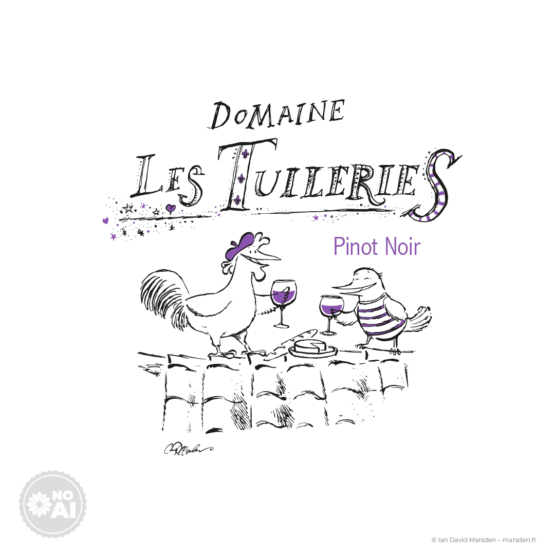 Pinot Noir label illustration Domaine Les Tuileries