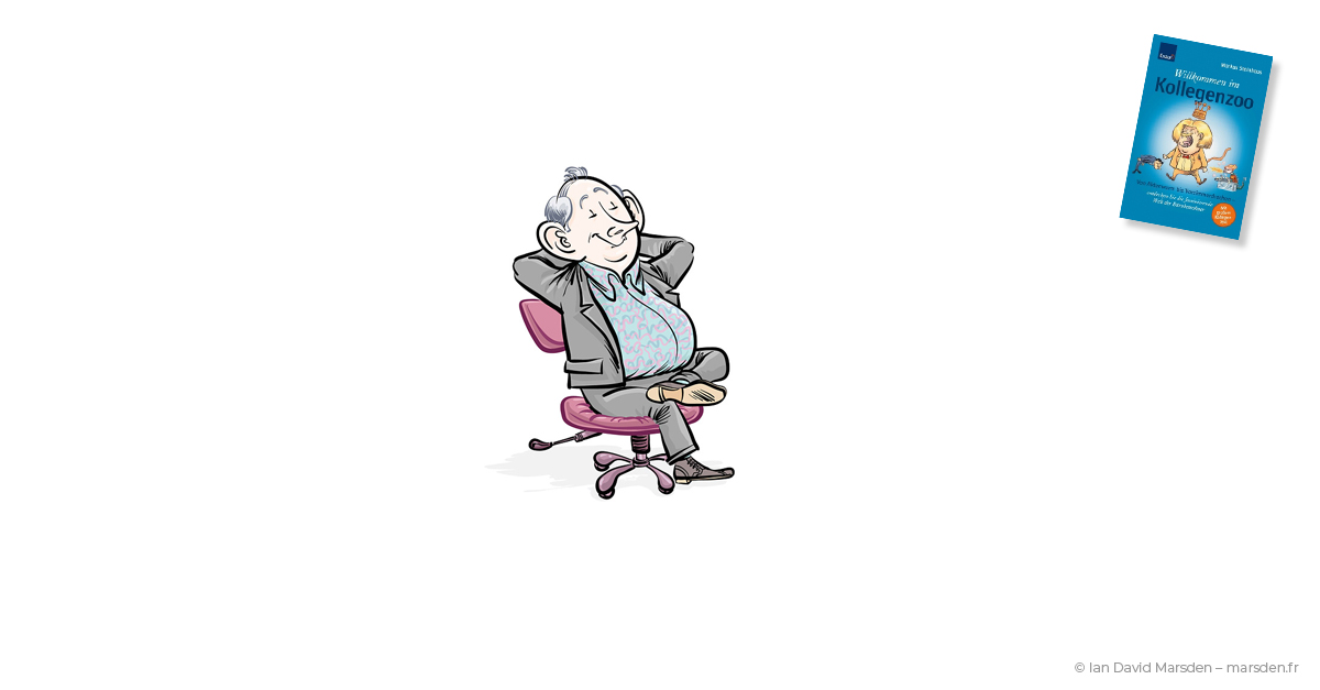 Ruhefant character from Kollegenzoo representing quiet stubbornness and passive resistance in office life