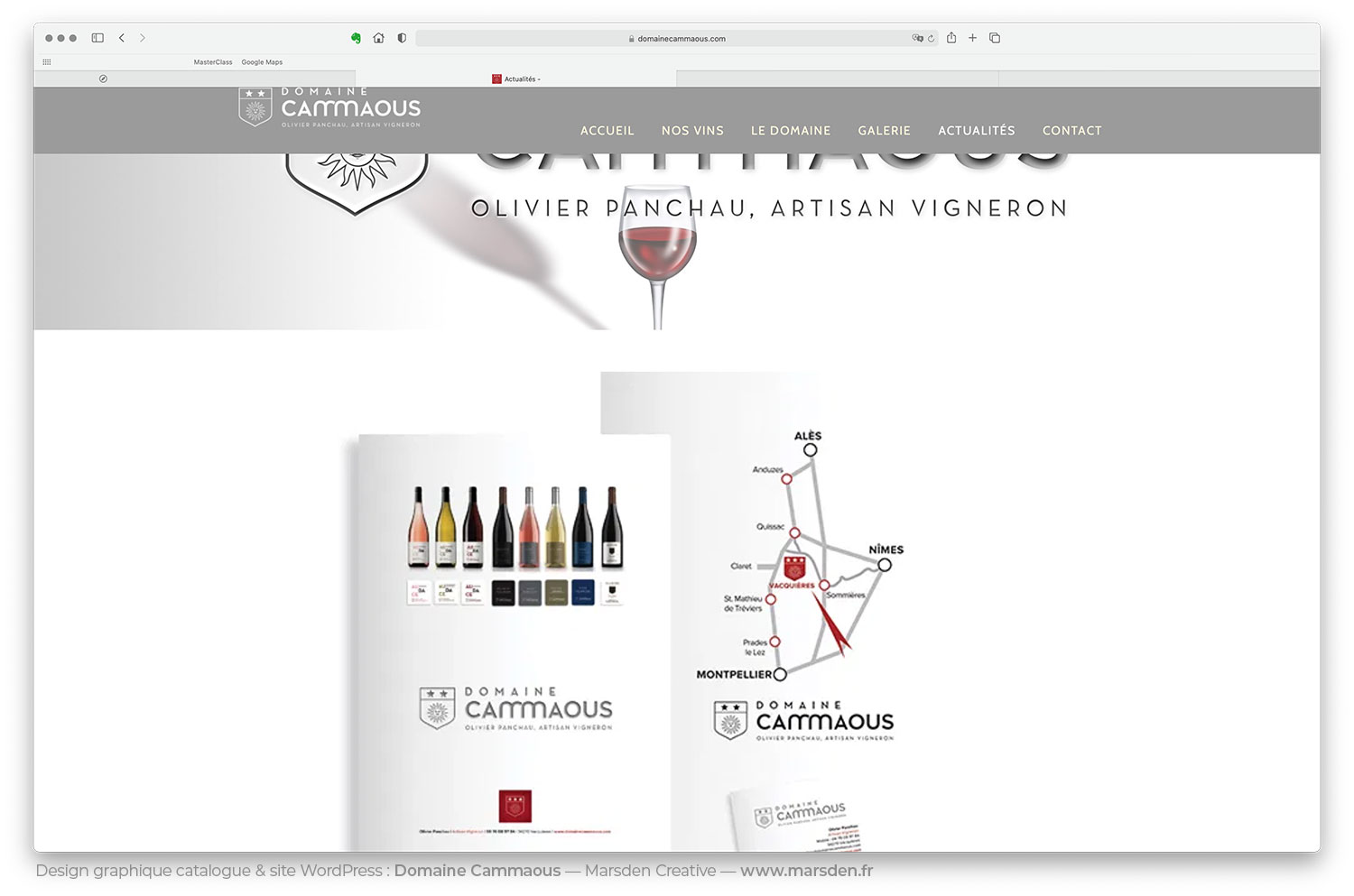 Couverture et carte – Catalogue imprimé Domaine Cammaous