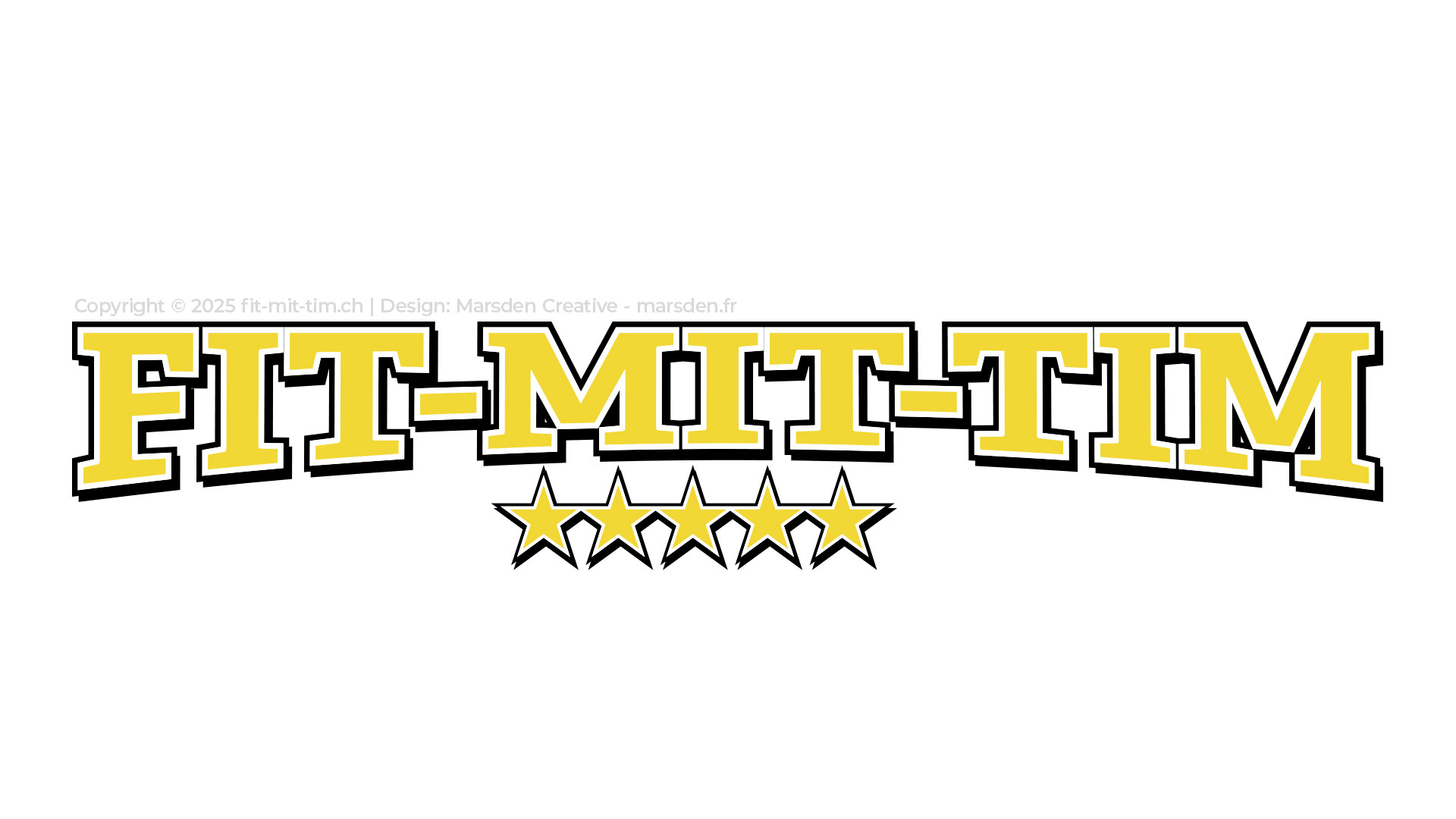 Logo Fit-Mit-Tim in Weiss und Gelb, gestaltet von Marsden Creative, für Personal Trainer Tim Müller Zürich