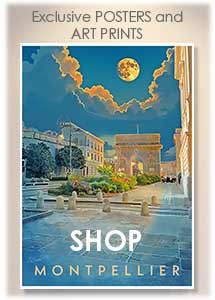 Illustrated art print of Montpellier Arc de Triomphe by Ian David Marsden – exclusive poster