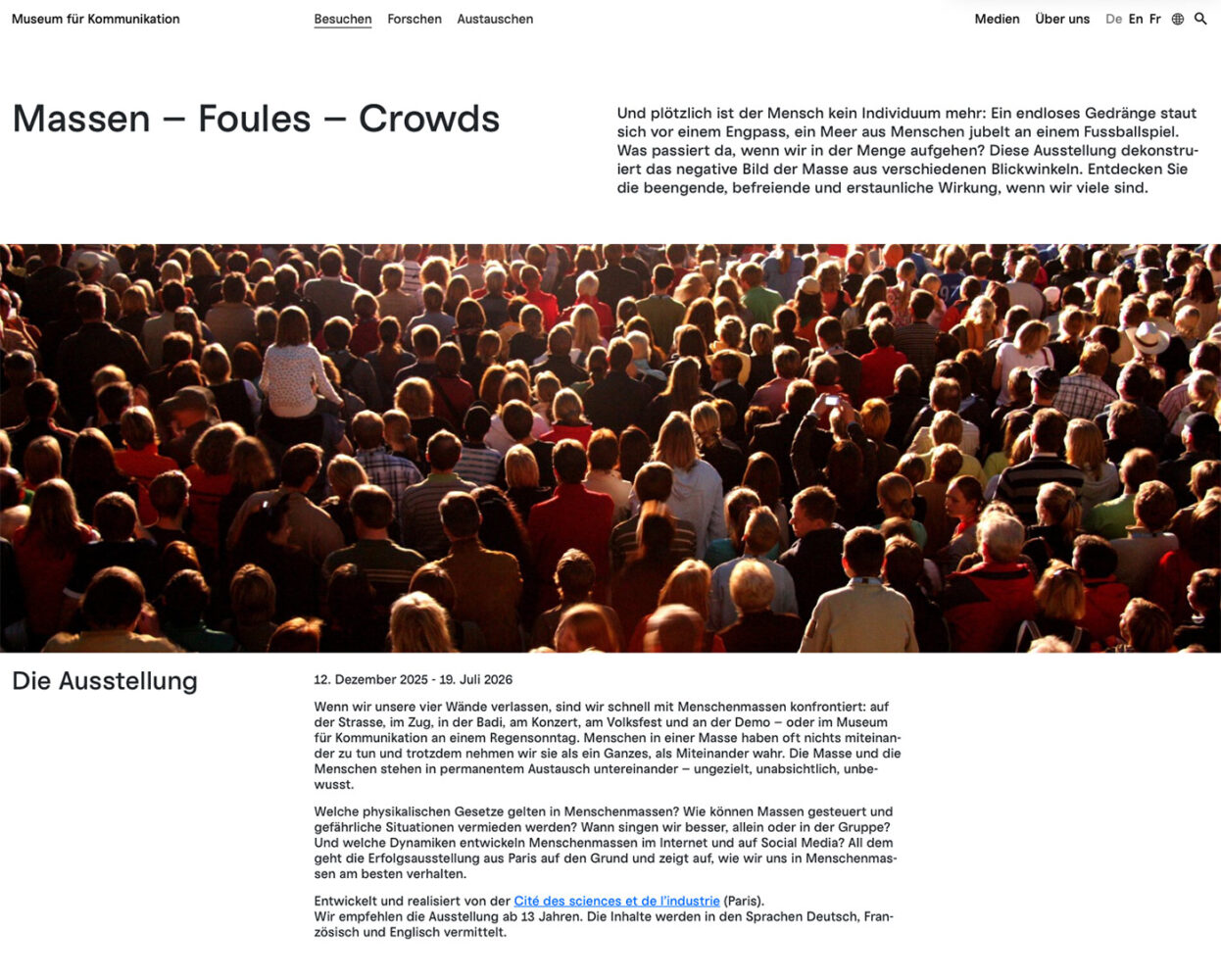 Massen Foules Crowds Ausstellung Museum für Kommunikation Bern 2025