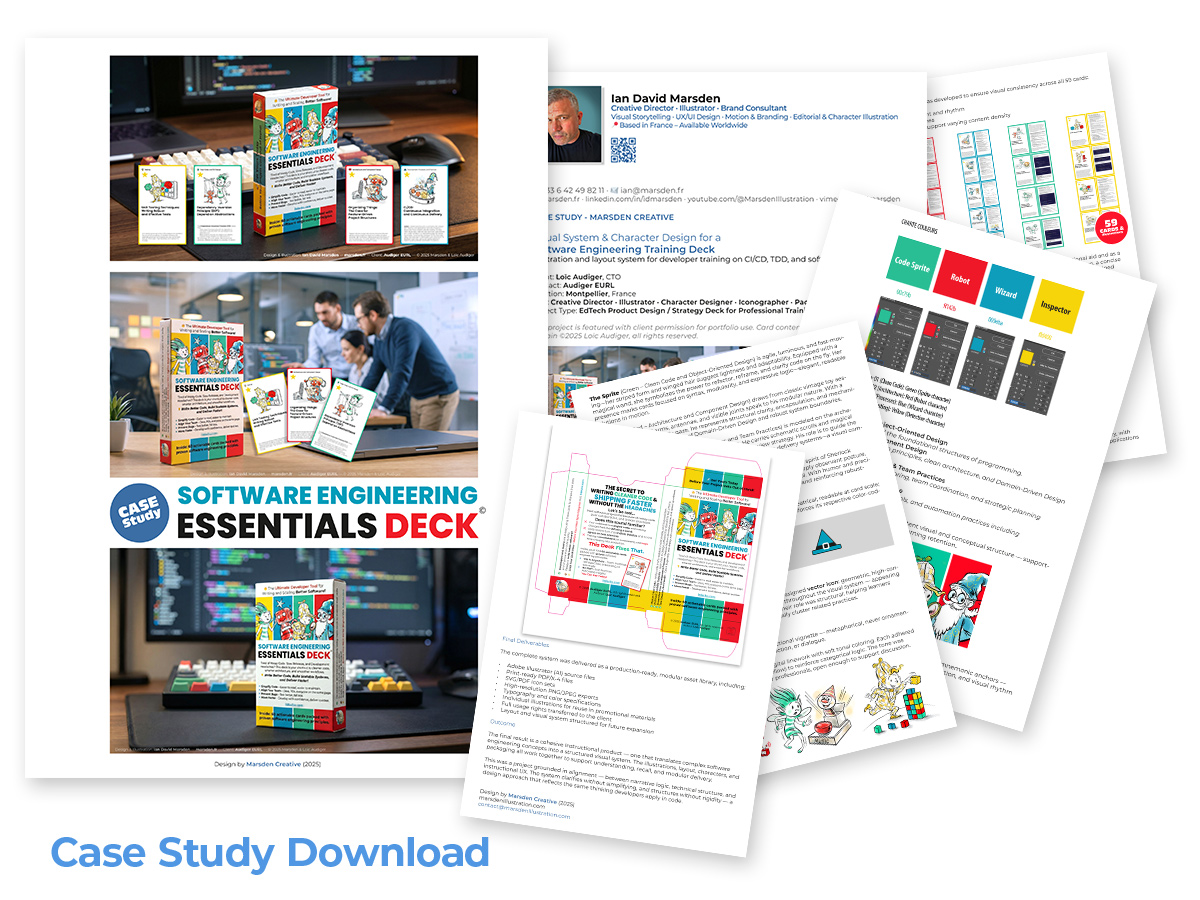 Collage showing the Software Engineering Essentials Deck case study cover and interior pages, labeled “Case Study Download.”
