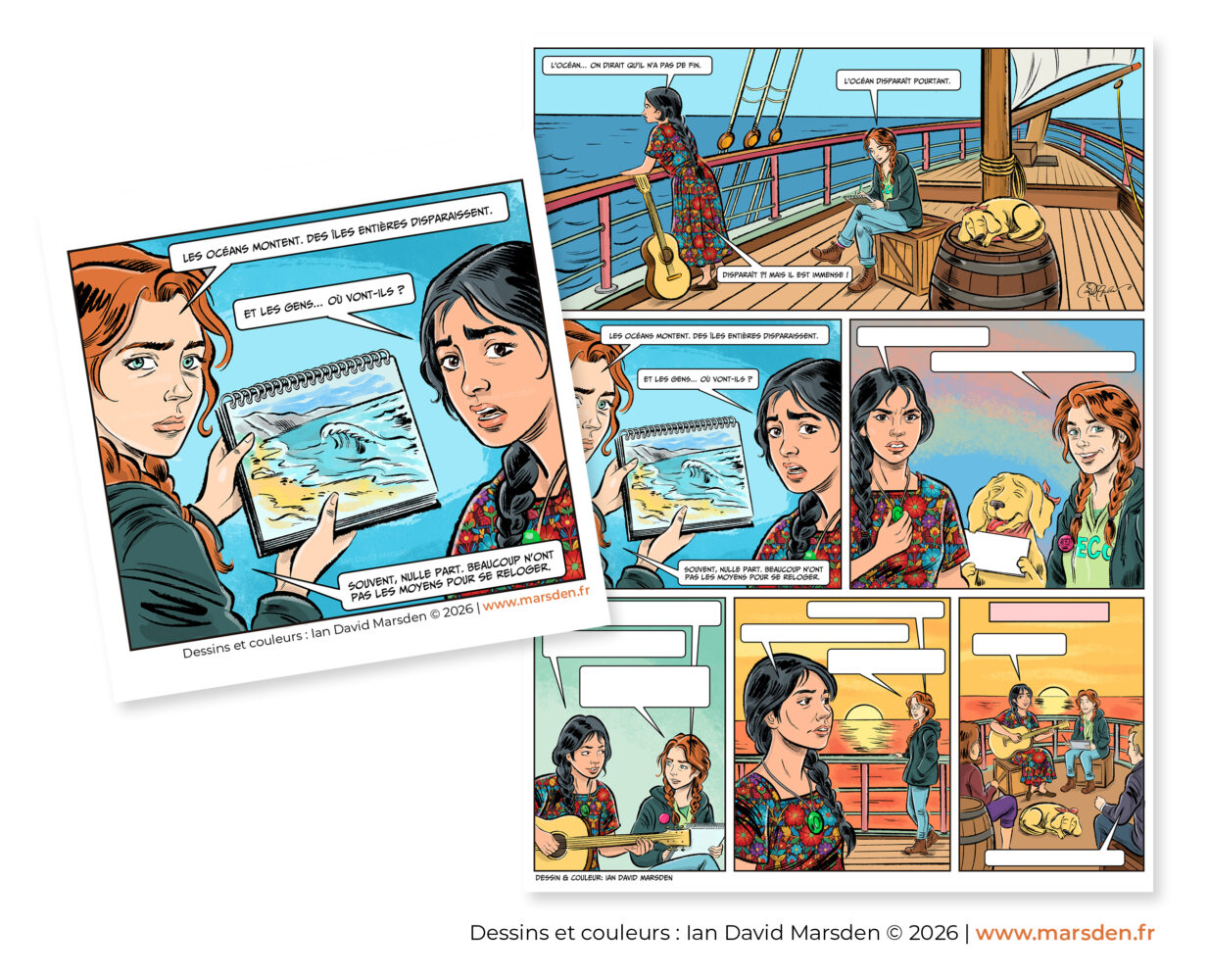 Sequenzielle Comicillustration von Ian David Marsden mit Figuren, Handlung und visuellem Storytelling