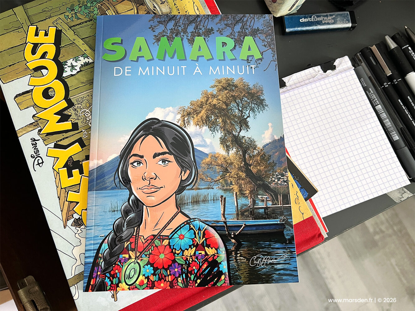 Printed cover of Samara – De Minuit à Minuit, a bande dessinée featuring character illustration by Ian David Marsden.