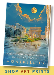 Illustrated art print of Montpellier Arc de Triomphe by Ian David Marsden – exclusive poster